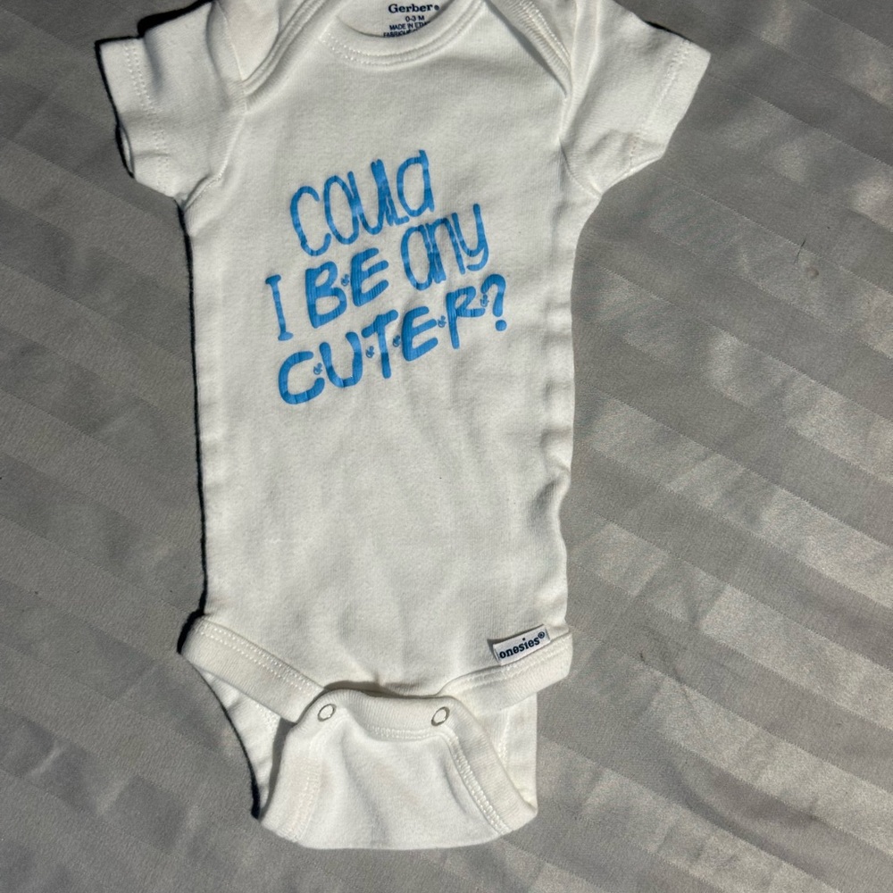 Gerber White Bodysuit with Blue Text